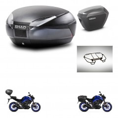 SHAD Side cases + rear trunk + upper rack rack + 3p hardware + mounting hardware SH48 DARK GREY PREMIUM SH23 ALU KIT-273491