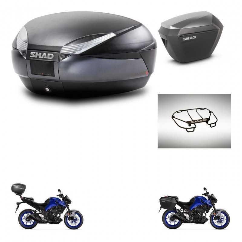 SHAD Side cases + rear trunk + upper rack rack + 3p hardware + mounting hardware SH48 DARK GREY PREMIUM SH23 ALU KIT-273491