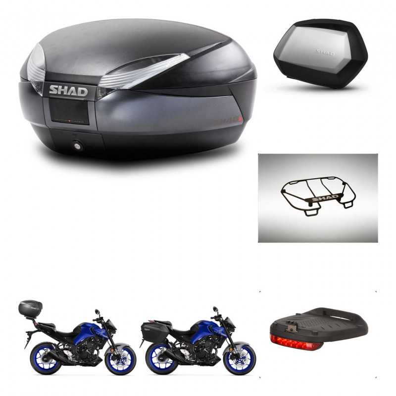 SHAD Maletas laterales + baul trasero accesorios herraje 3p montaje SH48 DARK GREY PREMIUM SC SH35 KIT-273499