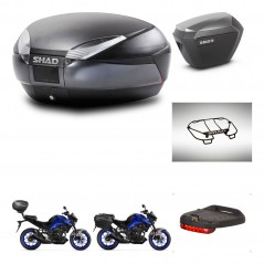 SHAD Maletas laterales + baul trasero accesorios herraje 3p montaje SH48 DARK GREY PREMIUM SH23 ALU KIT-273500
