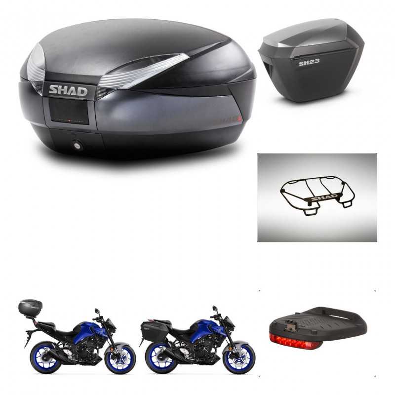 SHAD Side cases + rear trunk + accessories + 3p hardware + mounting hardware SH48 DARK GREY PREMIUM SH23 ALU KIT-273500