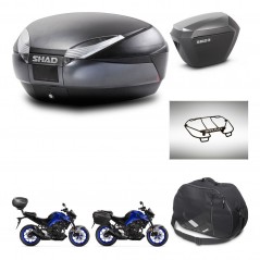 SHAD Side cases + rear trunk + accessories + 3p hardware + mounting hardware SH48 DARK GREY PREMIUM SH23 ALU KIT-273509