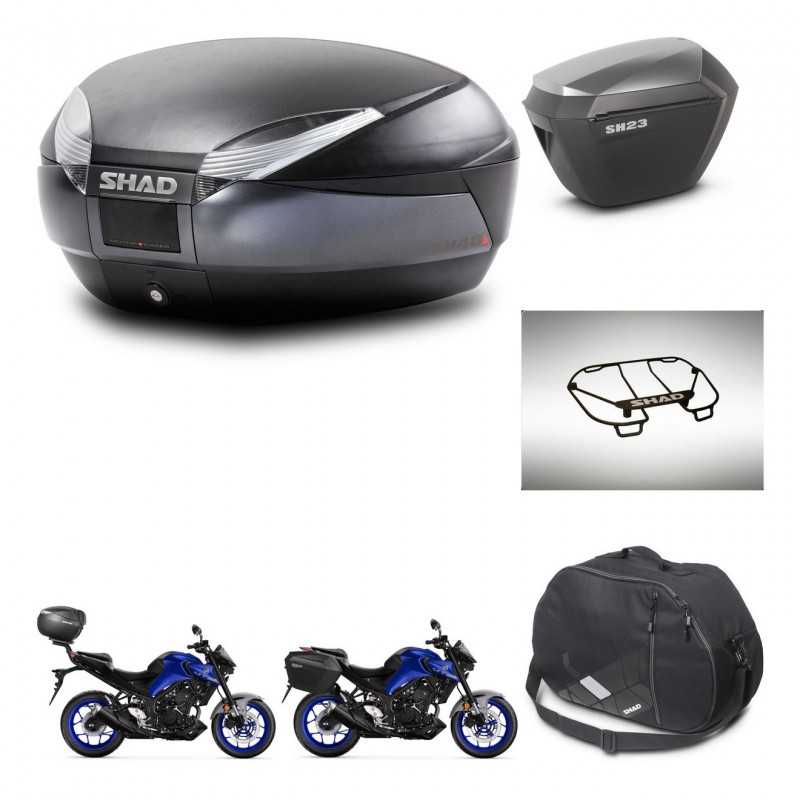 SHAD Side cases + rear trunk + accessories + 3p hardware + mounting hardware SH48 DARK GREY PREMIUM SH23 ALU KIT-273509
