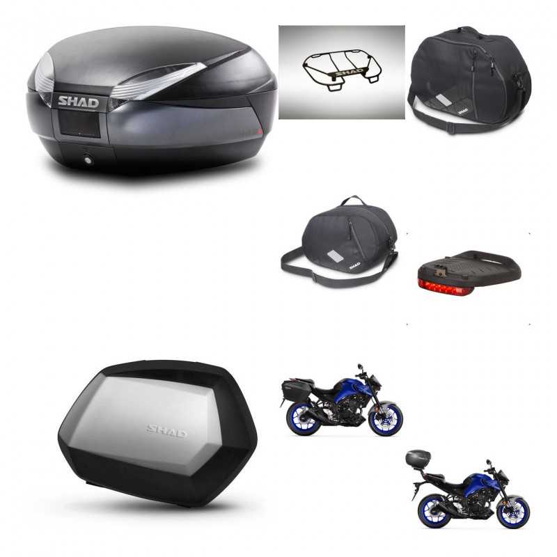 SHAD Maletas laterales + baul trasero accesorios herraje 3p montaje SH48 DARK GREY PREMIUM SC SH35 KIT-273516