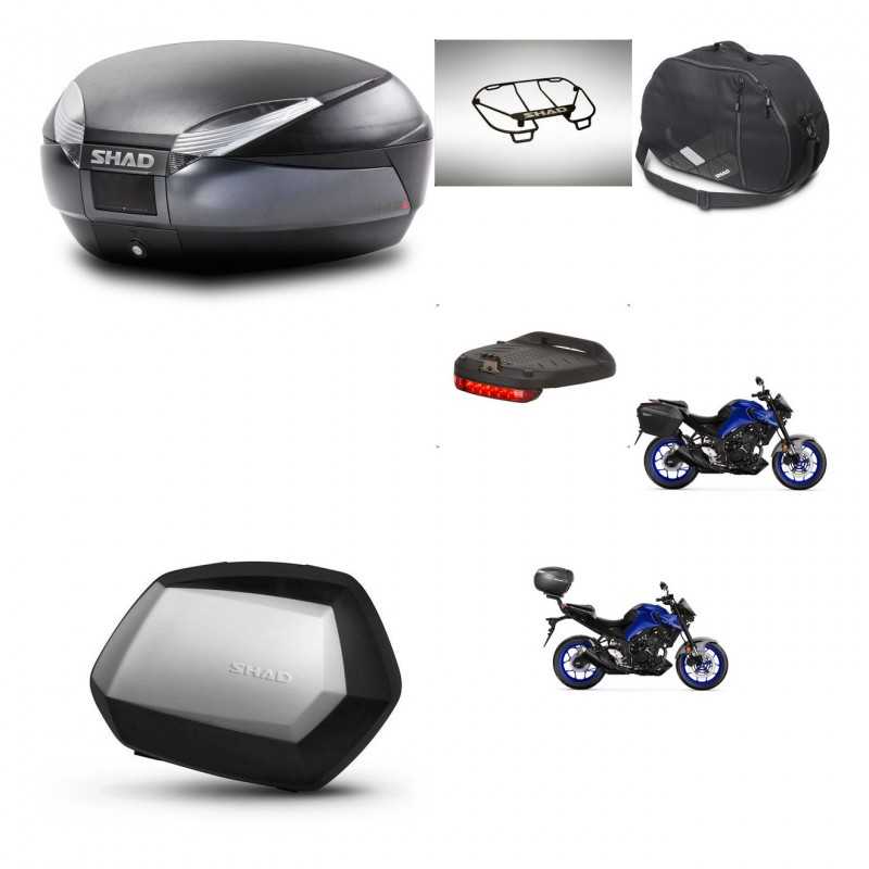 SHAD Maletas laterales + baul trasero accesorios herraje 3p montaje SH48 DARK GREY PREMIUM SC SH35 KIT-273517