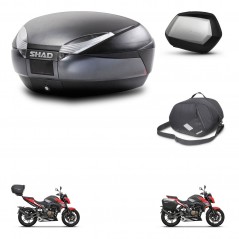 SHAD Side cases + rear trunk + inner bag + 3p hardware + mounting hardware SH48 DARK GREY PREMIUM SC SH35 PREMIUM KIT-273597