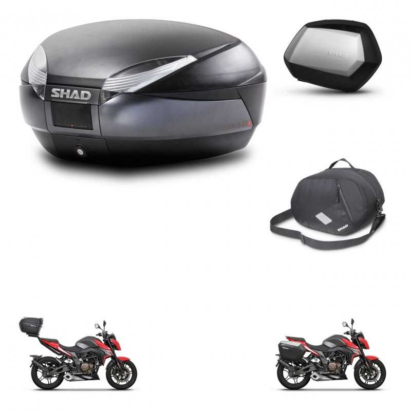 SHAD Side cases + rear trunk + inner bag + 3p hardware + mounting hardware SH48 DARK GREY PREMIUM SC SH35 PREMIUM KIT-273597