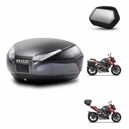 SHAD Maletas laterales + baul trasero herraje 3p montaje SH48 DARK GREY PREMIUM SC SH35 KIT-273598