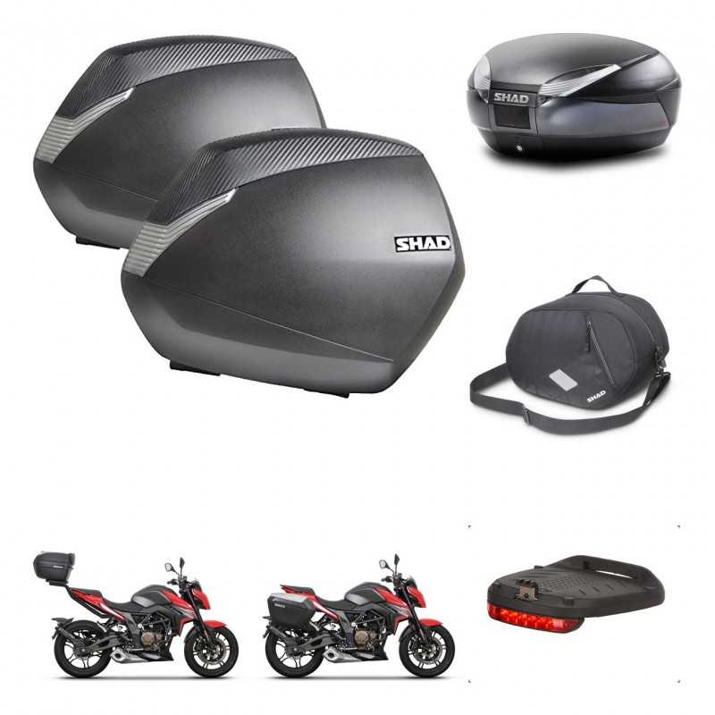 SHAD Baul trasero + maletas laterales accesorios herraje 3p montaje SH36 SH 36 SH48 DARK GREY PREMIUM KIT-273600