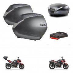 SHAD Baul trasero + maletas laterales luz de freno herraje 3p montaje SH36 SH 36 SH48 DARK GREY PREMIUM KIT-273601