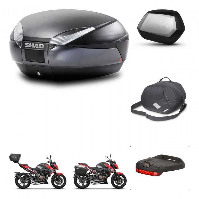 SHAD Side cases + rear trunk + accessories + 3p hardware + mounting hardware SH48 DARK GREY PREMIUM SC SH35 PREMIUM KIT-273606