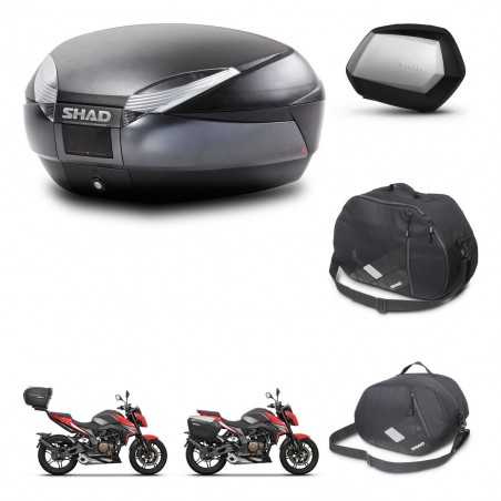 SHAD Maletas laterales + baul trasero accesorios herraje 3p montaje SH48 DARK GREY PREMIUM SC SH35 KIT-273615