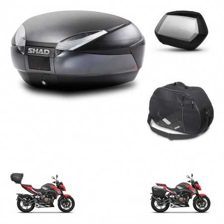 SHAD Side cases + rear trunk + inner bag + 3p hardware + mounting hardware SH48 DARK GREY PREMIUM SC SH35 PREMIUM KIT-273616