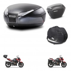 SHAD Side cases + rear trunk + inner bag + 3p hardware + mounting hardware SH48 DARK GREY PREMIUM SH23 ALU KIT-273617