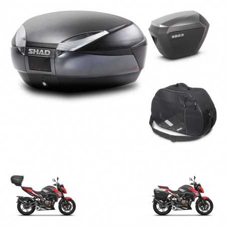 SHAD Maletas laterales + baul trasero bolsa interna herraje 3p montaje SH48 DARK GREY PREMIUM SH23 ALU KIT-273617