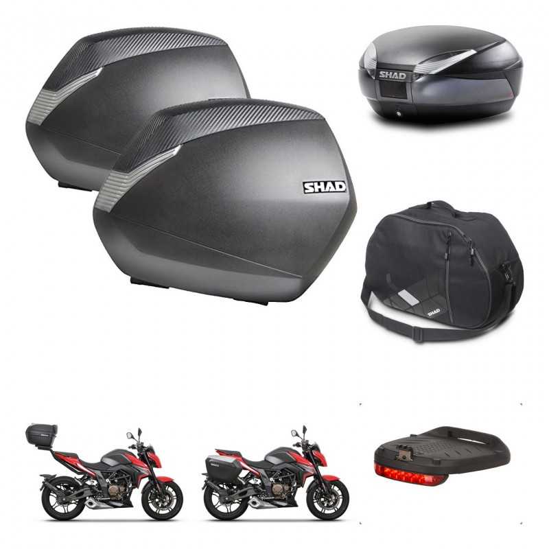 SHAD Baul trasero + maletas laterales accesorios herraje 3p montaje SH36 SH 36 SH48 DARK GREY PREMIUM KIT-273619