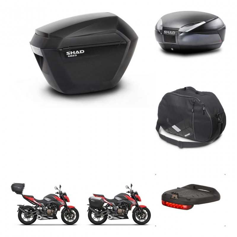 SHAD Baul trasero + maletas laterales accesorios herraje 3p montaje SH23 SH48 DARK GREY PREMIUM KIT-273620