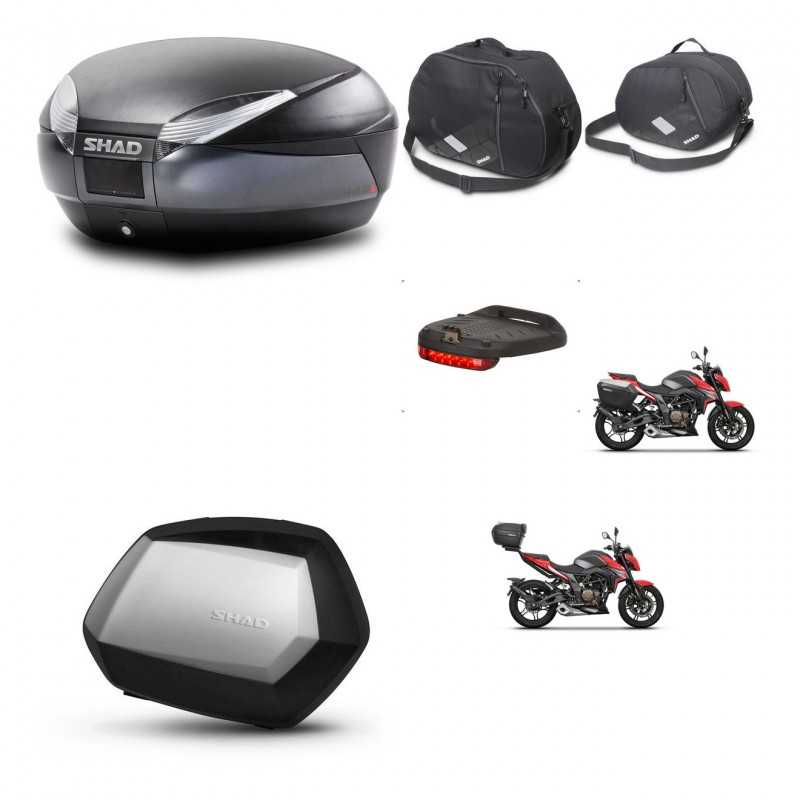 SHAD Maletas laterales + baul trasero accesorios herraje 3p montaje SH48 DARK GREY PREMIUM SC SH35 KIT-273624
