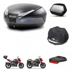 SHAD Maletas laterales + baul trasero accesorios herraje 3p montaje SH48 DARK GREY PREMIUM SC SH35 KIT-273625