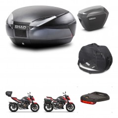 SHAD Maletas laterales + baul trasero accesorios herraje 3p montaje SH48 DARK GREY PREMIUM SH23 ALU KIT-273626