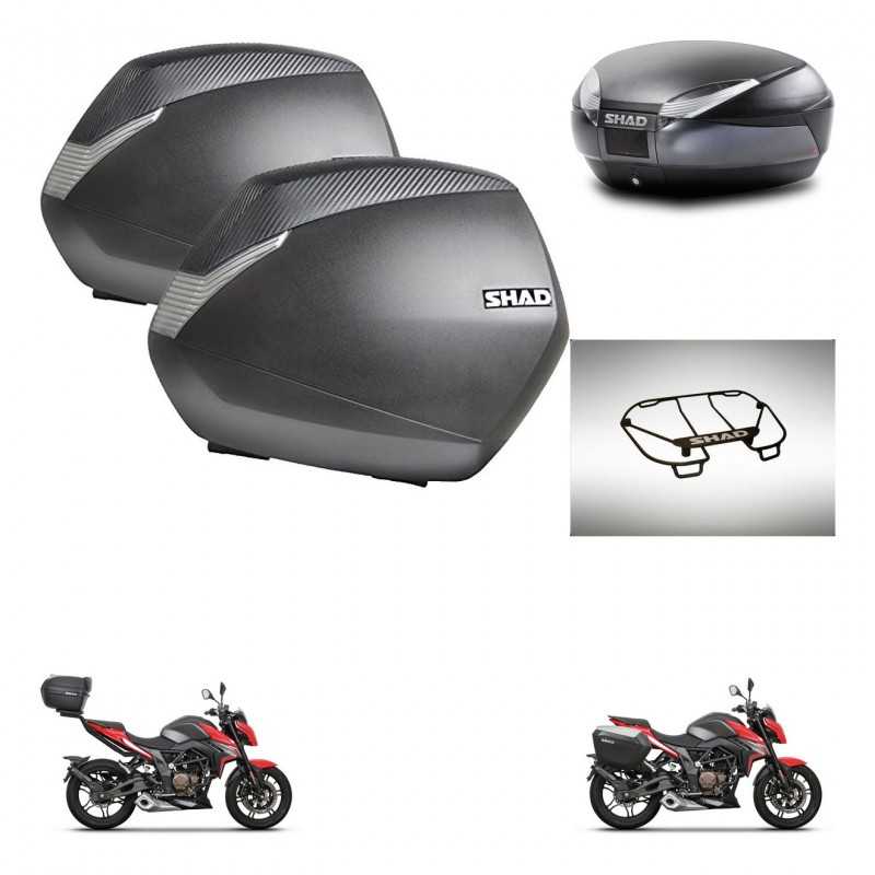 SHAD Rear trunk + side cases + upper rack rack + 3p hardware + mounting hardware SH36 SH 36 SH48 DARK GREY PREMIUM KIT-273628