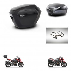 SHAD Rear trunk + side cases + upper rack rack + 3p hardware + mounting hardware SH23 SH48 DARK GREY PREMIUM KIT-273629