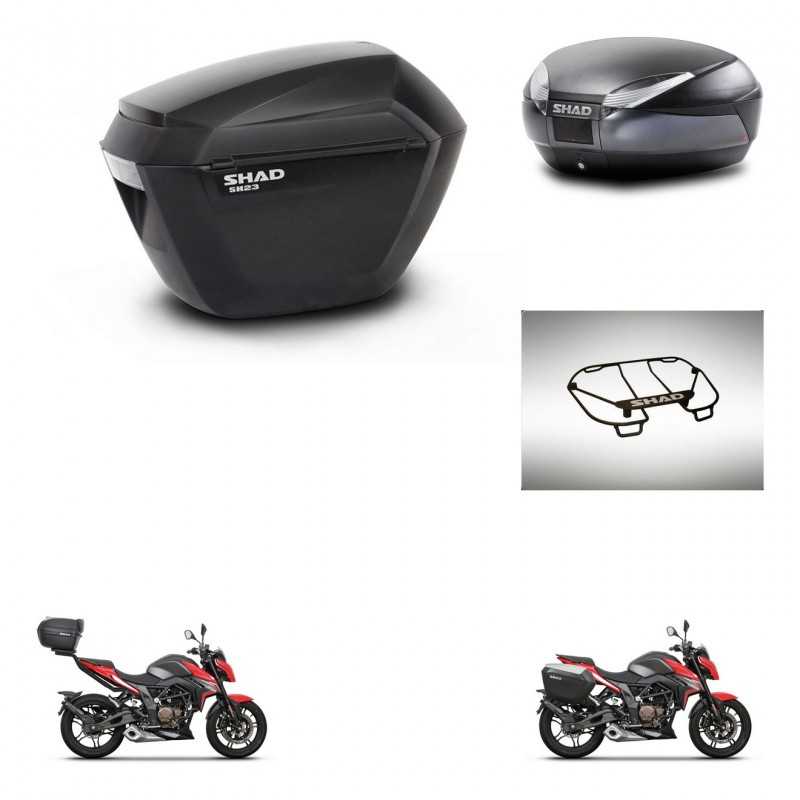 SHAD Rear trunk + side cases + upper rack rack + 3p hardware + mounting hardware SH23 SH48 DARK GREY PREMIUM KIT-273629