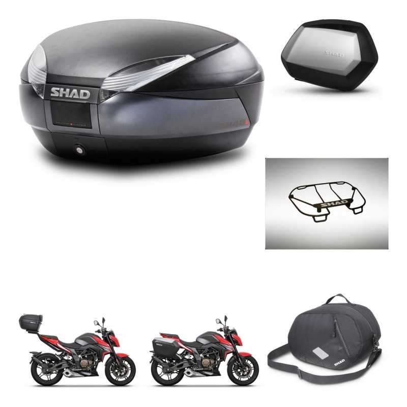 SHAD Side cases + rear trunk + accessories + 3p hardware + mounting hardware SH48 DARK GREY PREMIUM SC SH35 PREMIUM KIT-273633