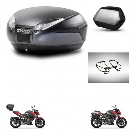 SHAD Side cases + rear trunk + upper rack rack + 3p hardware + mounting hardware SH48 DARK GREY PREMIUM SC SH35 PREMIUM KIT-2736