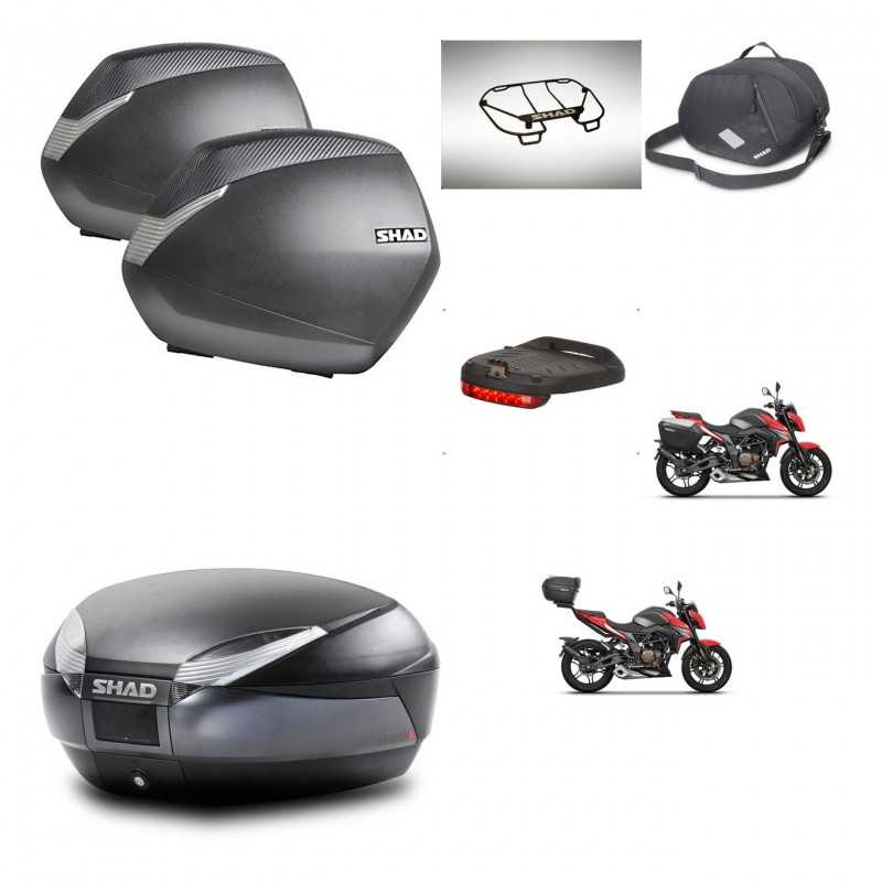 SHAD Baul trasero + maletas laterales accesorios herraje 3p montaje SH36 SH 36 SH48 DARK GREY PREMIUM KIT-273636