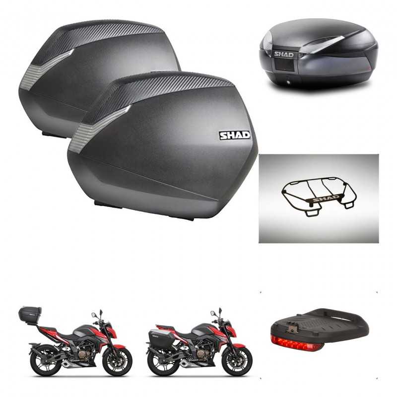 SHAD Baul trasero + maletas laterales accesorios herraje 3p montaje SH36 SH 36 SH48 DARK GREY PREMIUM KIT-273637