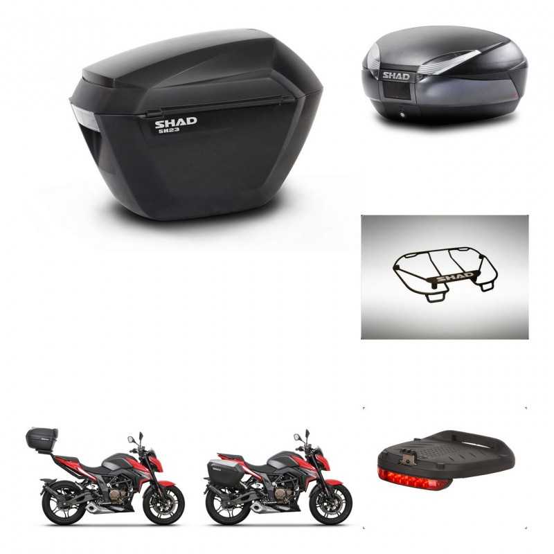 SHAD Rear trunk + side cases + accessories + 3p hardware + mounting hardware SH23 SH48 DARK GREY PREMIUM KIT-273638