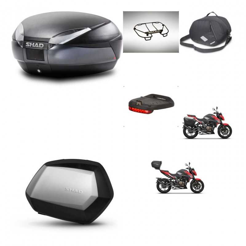 SHAD Maletas laterales + baul trasero accesorios herraje 3p montaje SH48 DARK GREY PREMIUM SC SH35 KIT-273642
