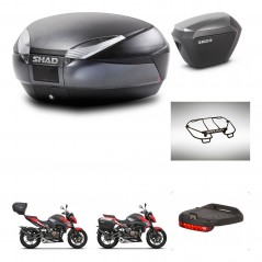 SHAD Side cases + rear trunk + accessories + 3p hardware + mounting hardware SH48 DARK GREY PREMIUM SH23 ALU KIT-273644
