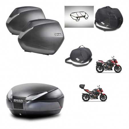 SHAD Baul trasero + maletas laterales accesorios herraje 3p montaje SH36 SH 36 SH48 DARK GREY PREMIUM KIT-273645