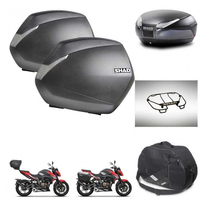 SHAD Rear trunk + side cases + accessories + 3p hardware + mounting hardware SH36 SH 36 SH48 DARK GREY PREMIUM KIT-273646