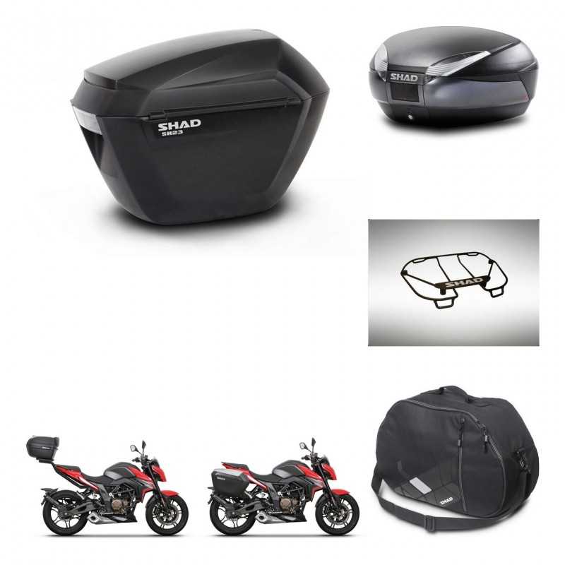 SHAD Rear trunk + side cases + accessories + 3p hardware + mounting hardware SH23 SH48 DARK GREY PREMIUM KIT-273647