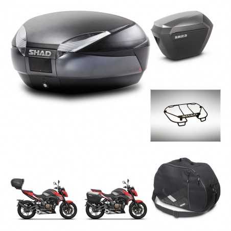SHAD Maletas laterales + baul trasero accesorios herraje 3p montaje SH48 DARK GREY PREMIUM SH23 ALU KIT-273653