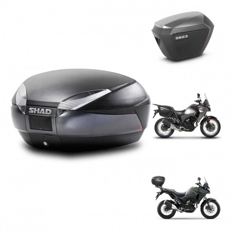 SHAD Side cases + rear trunk + 3p hardware + mounting hardware SH48 DARK GREY PREMIUM SH23 ALU KIT-273671