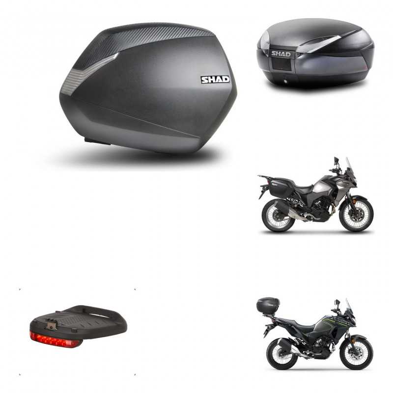 SHAD Baul trasero + maletas laterales herraje 3p montaje luz de freno SH36 SH 36 SH48 DARK GREY PREMIUM KIT-273673