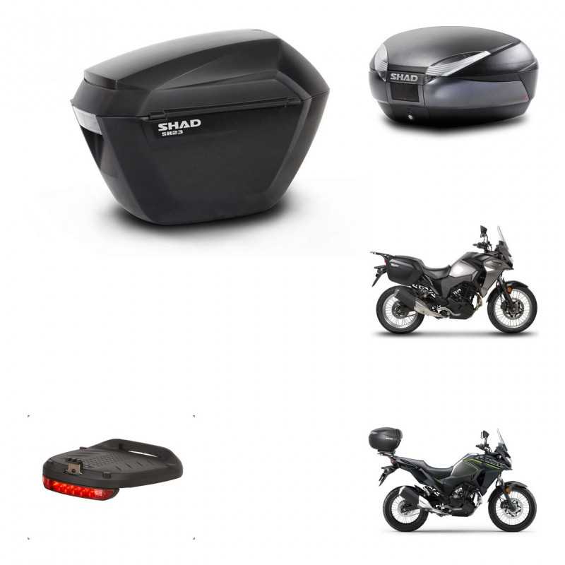 SHAD Baul trasero + maletas laterales herraje 3p montaje luz de freno SH23 SH48 DARK GREY PREMIUM KIT-273674