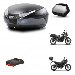 SHAD Maletas laterales + baul trasero herraje 3p montaje luz de freno SH48 DARK GREY PREMIUM SC SH35 KIT-273679