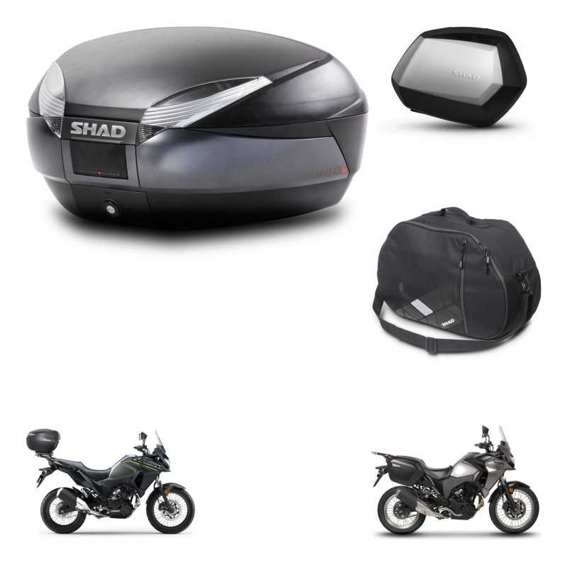 SHAD Side cases + rear trunk + inner bag + 3p hardware + mounting hardware SH48 DARK GREY PREMIUM SC SH35 PREMIUM KIT-273688