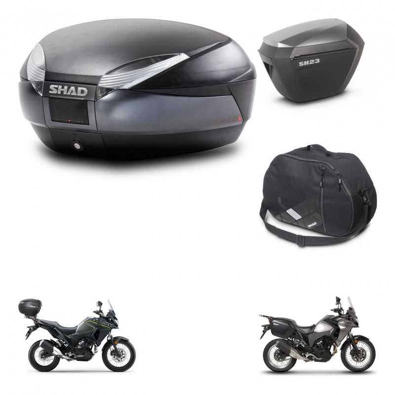 SHAD Side cases + rear trunk + inner bag + 3p hardware + mounting hardware SH48 DARK GREY PREMIUM SH23 ALU KIT-273689