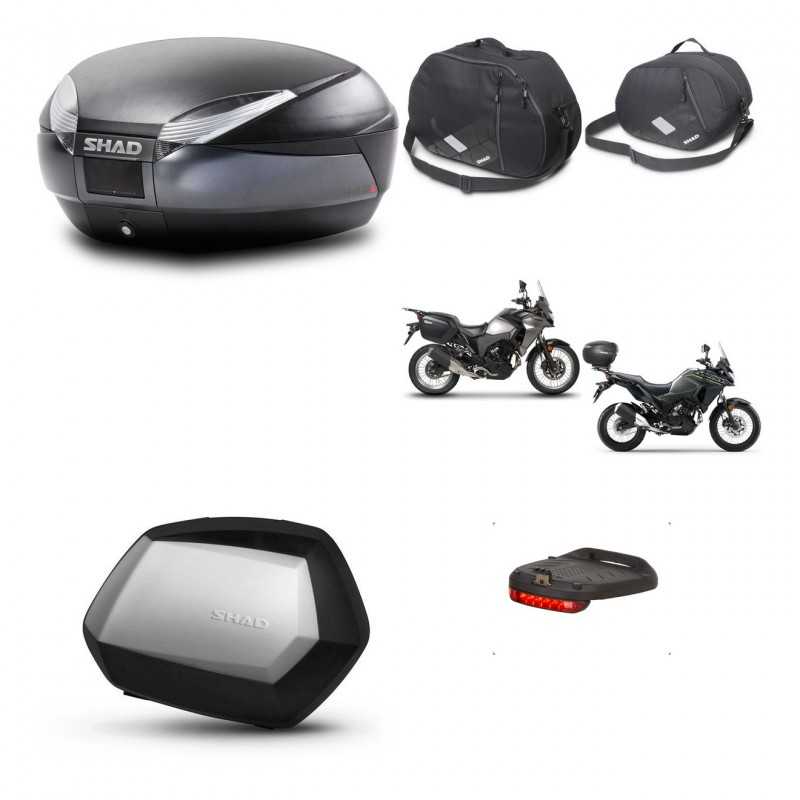 SHAD Maletas laterales + baul trasero accesorios herraje 3p montaje SH48 DARK GREY PREMIUM SC SH35 KIT-273696