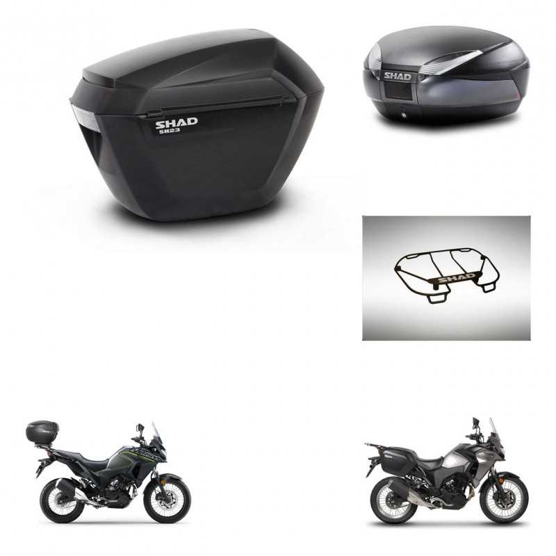 SHAD Rear trunk + side cases + upper rack rack + 3p hardware + mounting hardware SH23 SH48 DARK GREY PREMIUM KIT-273701