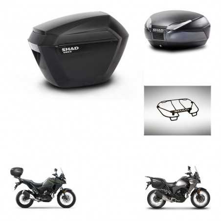 SHAD Baul trasero + maletas laterales parrilla portabultos superior herraje 3p montaje SH23 SH48 DARK GREY PREMIUM KIT-273701