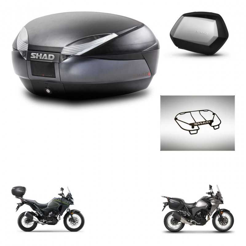 SHAD Side cases + rear trunk + upper rack rack + 3p hardware + mounting hardware SH48 DARK GREY PREMIUM SC SH35 PREMIUM KIT-2737