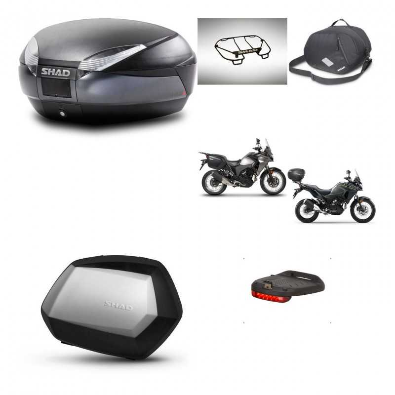 SHAD Maletas laterales + baul trasero accesorios herraje 3p montaje SH48 DARK GREY PREMIUM SC SH35 KIT-273714
