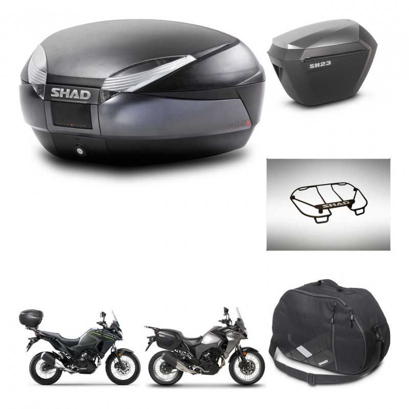 SHAD Side cases + rear trunk + accessories + 3p hardware + mounting hardware SH48 DARK GREY PREMIUM SH23 ALU KIT-273725